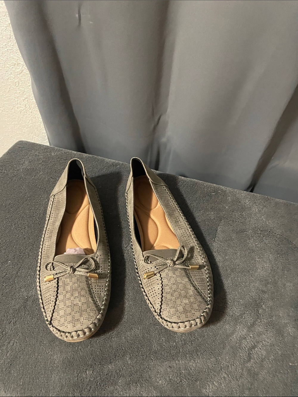 Women’s Perforated Gray or brown Slip-On Moccasin Loafers